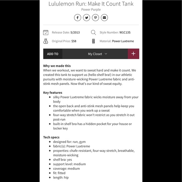 💜Lululemon Run Make It Count Tank-Power Pu… - Picture 14 of 15